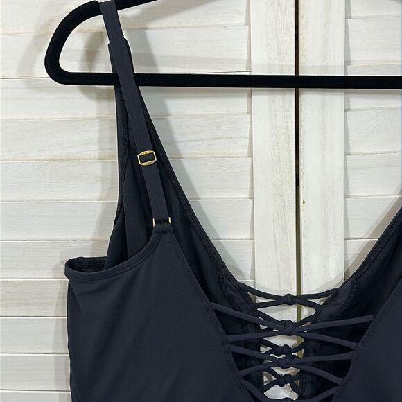 Bleu Swimdress Size 22W Rod Beattie Black Skirted - Picture 8 of 13